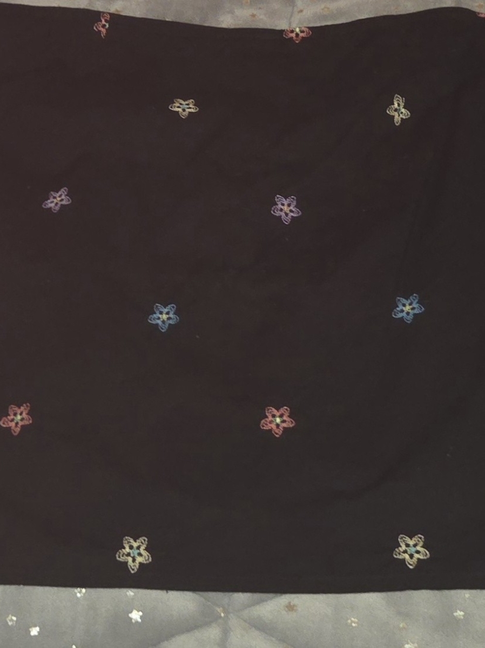 Fashion Bug Embroidered Black Mini Skort with Pastel Flowers